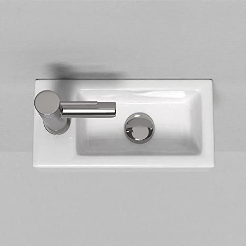 J-Family Wall Hung Basin Sink Small Bathroom Sink Rectangle Ceramic Wall Mount Wash Basin,Left Hand,Sink Only #TOP5