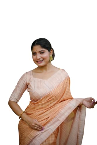 Image of SATIKA VASTRAM Tussar Silk Saree Solid Design Pure Soft Thread Weaving Contrast Border And Rich Pallu With Blouse Piece