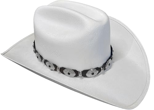 Western Silver Concho Hat Band Decorative Belt with Scalloped Concho and Adjustable Buckle Set4
