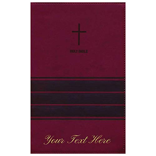 Personalized Custom Text Your Name NIV Value Thinline Bible with Cross Burgundy Leathersoft New International Version Custom Made Gift for Baptism Christenings Birthdays Celebrations