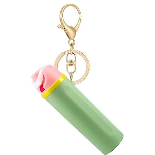 ERTUNA Mini Trendy Bottle Keychain Accessories Compatible with Owala Water Bottle Cute Tumbler Cup Chapstick Lip Balm Holder Charms for Purse Handbag - Green
