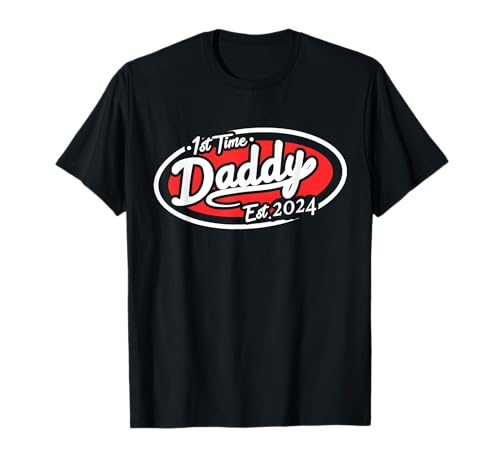 Camiseta 1st Time Dad Est 2024 con texto en inglés "New Father Daddy Expecting Baby" Camiseta