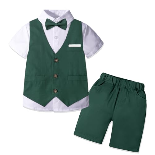Image of Nwada Boys Suit Toddler Dress Clothes Shirt with Bow Tie, Dress Pants Sets Kids Gentleman Outfit suits