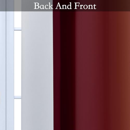 Image of SimpleHome Ombre Red to Grey White Curtains for Living Room 52Wx82L | Room Darkening Curtains for Bedroom,Gradient Light Blocking Curtain,Thermal Insulated Grommet Window Drapes,2 Panels,82 Inch