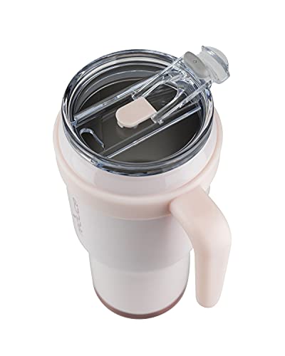 Reduce 40 oz Mug Tumbler, Stainless Steel with Handle – Keeps Drinks Cold up to 34 Hours – Sweat Proof, Dishwasher Safe, BPA Free – Pink Cotton, Opaque Gloss