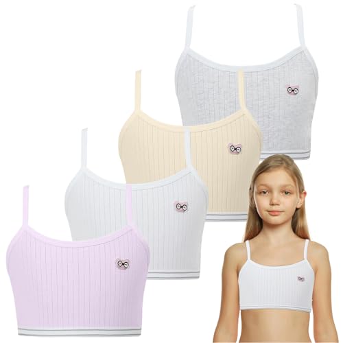 YUFFQOPC 4er-Pack Bustier Mädchen,Mädchen Sport BHS Baumwolle Sport BH...