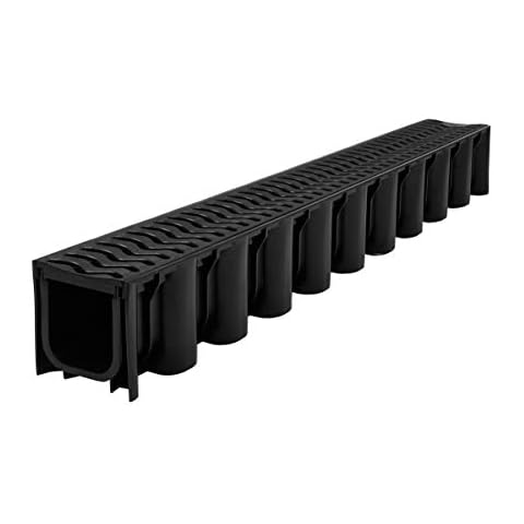 11 x Heavy Duty 7 Tonne Tested Weight Limit Storm Water Deep Flow Channel Drainage PVC for Driveway Aco Drain 1 metre Includes 2X Endcaps 1 x Body Outlet 1x End Outlet with Every Order Cover