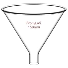 stonylab Glass Powder Funnel, Heavy Wall Borosilicate Glass Short Stem Funnel with 150 mm Top Diameter and 26 mm Stem Length