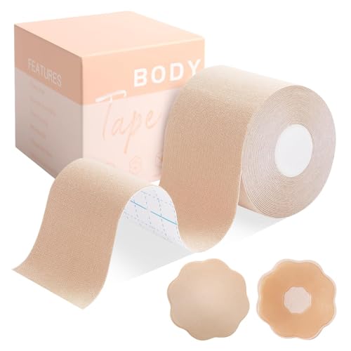 Image of Okela Boob Tape - Breast Lift Tape for Large Breast,Body Tape for Breast Lift w 2 Pcs Breast Petal Adhesive Bra