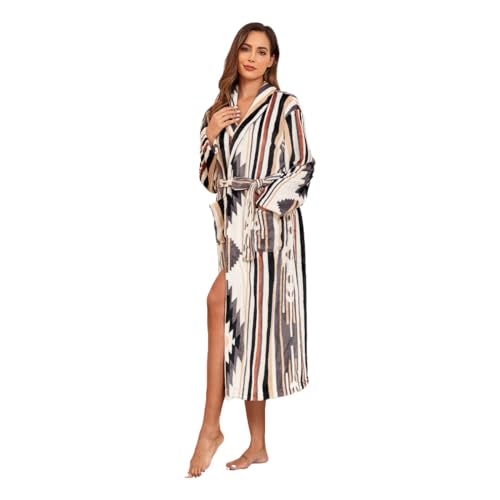 Image of RONGTAI Womens Bathrobe Ladies Fleece Plush Warm Long Robes Fleece Nightgown Sleepwear