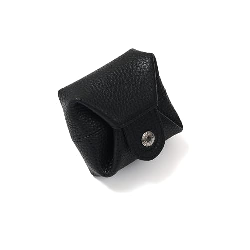 Image of Cockatoo Genuine Leather Coin Pouch Change Holder, Mini Snap Pocket Wallet for Men Women (Black, Large)