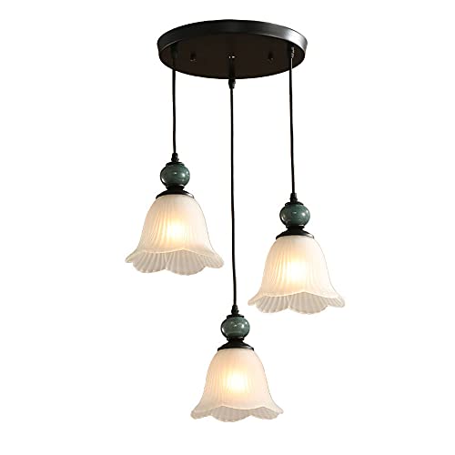 Suspension luminaire 3 lampes ajustable lustre plafond verre cuisine salon