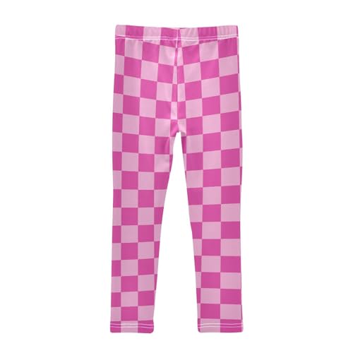 Wusikd Pink Checkered Board Girls' Leggings Toddler Doodles Kids Yoga Pants Dance Active Tights 6T2
