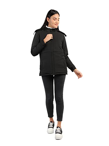Image of CHKOKKO Women's Polyester Standard Length Winter Quilted Jacket (Black, 3XL)