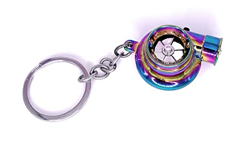 Turbo Keychain Spinning Keyring Turbo with Sound and LED Light Rainbow