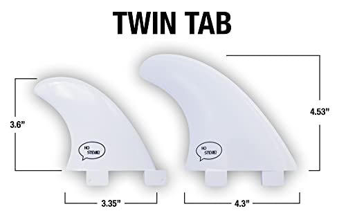 Ho Stevie! Fiberglass Reinforced Polymer Surfboard Fins - Quad (4 Fins) Twin Tab Or Single Tab Sizes, Choose Color (White, Twin Tab) #TOP3