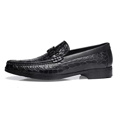 Image of Premium Dress Shoes for Men, Classic Alligator Printed Business Leather Dress Slip on Loafer Shoes for Mens