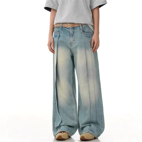 Men’s Summer Washed Deconstructed Vintage Wide Leg, Solid Color, Loose Straight Denim Pants4