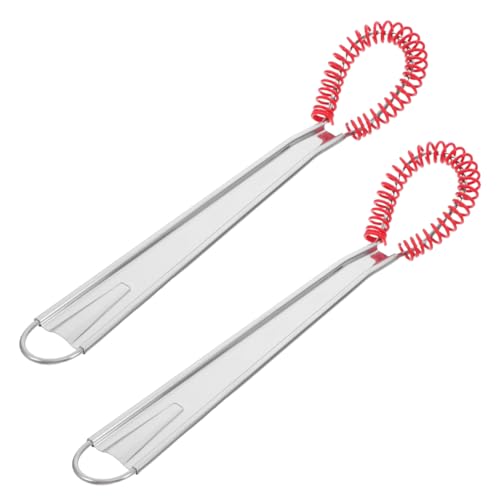 Cabilock Lot de 2 Fouets à Ressort en Inox avec Embout Silicone Rouge, Fouet à Spirale Anti-Rayures pour Sauces et Vinaigrettes, Batteur à Œufs Manuel...