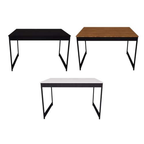 Mesa Sala De Estar E Jantar Estilo Industrial Madeira Pés De Aço Wild Camaleão (Nogal)