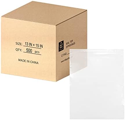 500 Count, 13″ X 15″ Reclosable Zip Poly Bags with Resealable Lock Seal Zipper, BPA-Free, Clear, Packaging & Storing 500 Count, 13″ X 15″ Reclosable Zip Poly Bags with Resealable Lock Seal Zipper, BPA-Free, Clear, Packaging & Storing