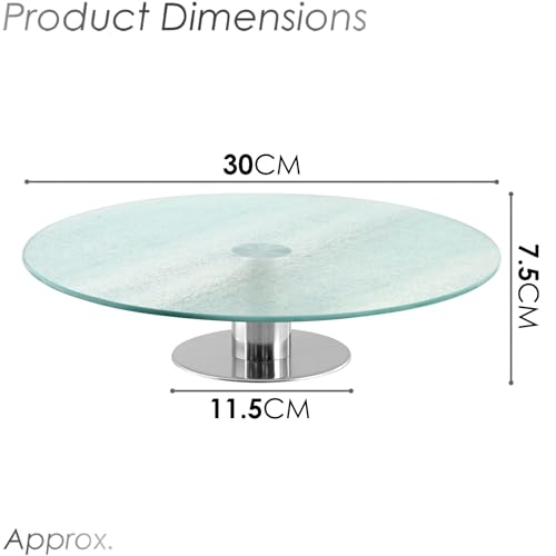 GEEZY Rotating Glass Cake Stand Serving Plate Revolving Cupcake Decorating Cup Cake Turntable Round Stainless Steel Display Perfect for Cake Decoration Icing Cream Fondant Baking Afternoon Tea 30cm - Cosy Home Interiors GEEZY Rotating Glass Cake Stand Serving Plate Revolving Cupcake Decorating Cup Cake Turntable Round Stainless Steel Display Perfect for Cake Decoration Icing Cream Fondant Baking Afternoon Tea 30cm - Image 7