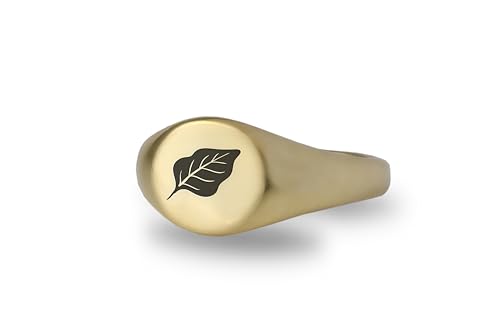 Bague signet feuille personnalisée en argent gravé pour femme