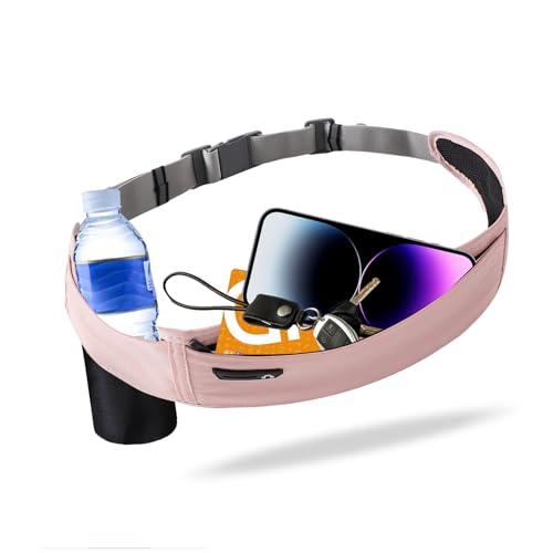 Running Hydration Belt with Water Bottle Holder, Phone Storage (Pink)