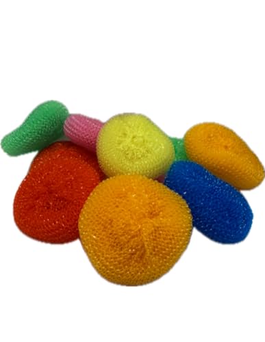 Image of MIDELONG Plastic Dish Scrubbers Scouring Pad for Kitchen Cleaning with Poly Mesh, Assorted Colors, 10 Count