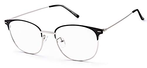 Ardermu Gafas de Computadora - Marco de Metal Gafas de Bloqueo de Luz Azul - Sin Aumento Lentes Antideslumbrantes Anti Ultravioleta - Gafas Anti Fatiga Ocular - Equipo Esencial Para Juegos Unisex