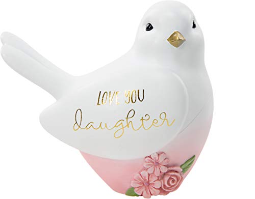 Pavilion Gift Company Love You Daughter - 3 Inch Ombre & Gold Resin Bird Figurine, White