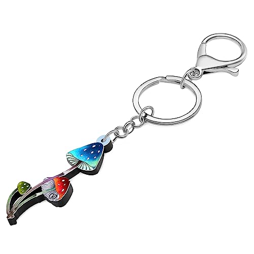 WEVENI Cute Mushroom Stuff Acrylic Mushroom Keychain Plant Keyring Food Charms for Women Girls Funny Wallet Accessories (Mushroom G)3