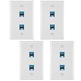 4 Pieces 2 Port Ethernet Wall Plate, RJ45 Cat6 Female to Female Jack Inline Coupler FacePlates...