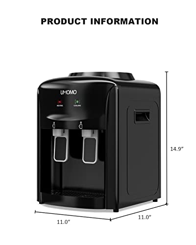 Umomo Top Loading Water Cooler Dispenser, Countertop Water Cooler Dispenser, Holds 3 Or 5 Gallon Bottle, Hot & Cold Water, For Home And Office Use, Black(Water Bottle Not Included) #TOP6