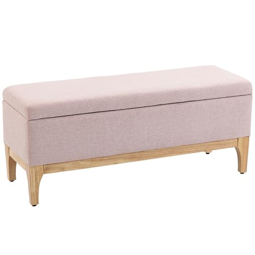 HOMCOM Banc de Rangement, Coffre de Rangement avec Couvercle Amovible Style scandinave, Bout de lit...