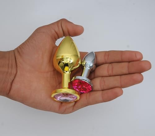 Image of Golden Plug Massager Medium Size and Silver Plug Massager Small S ize for Relaxation and two Set of size for Compatibility (1 GOLDEN + 1 SILVER)