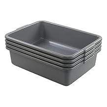 13 L Plastic Commercial Bus Tubs, Grey Plastic Dishwashing Tub, 4 Packs