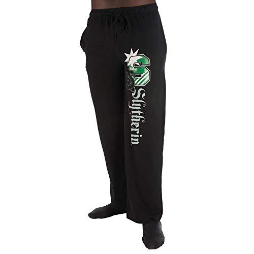 Bioworld Harry Potter S Slytherin Logo Print Men's Loungewear Lounge Pants Large Black