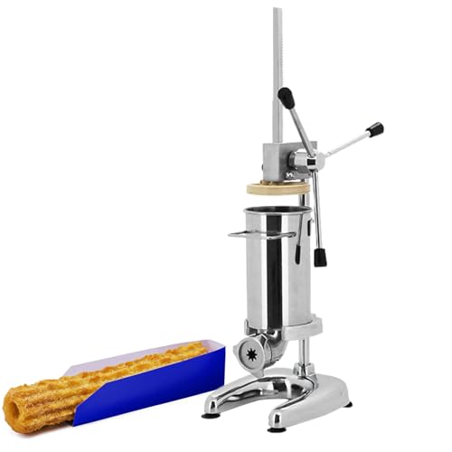 GESAIDES Máquina para Hacer Churros Comercial, Manual de Acero Inoxidable, con 5 Boquillas para Restaurantes, Cafeterías y Panaderías.,3L