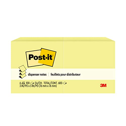 Post-It Pop-Up Notes, 3 In X 3 In, 6 Pads, America's #1 Favorite Sticky Notes, Canary Yellow, Clean Removal, Recyclable (R335) #TOP7