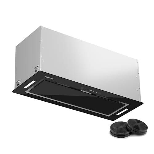 Klarstein - Cappa aspirante, cappa di scarico/ricircolo, con filtro lavabile, illuminazione LED & pannello touch, silenziosa cappa aspirante con 466 m³/ora di flusso d'aria, acciaio inox