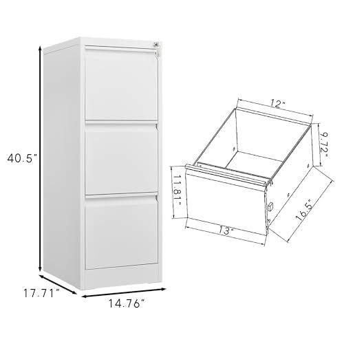 Garvee 3 Drawer File Cabinet with Lock,Heavy Duty Vertical Filing Cabinets for Home Office, Metal Steel Storage Cabinet for Letter/Legal Size File, Assembly Required by Garvee - Image 3