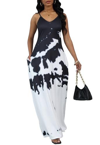 BessCops Summer Maxi Dresses for Women 2025 Plus Size Sundresses Casual Fashion Sleeveless Loose Long Sexy Dress with Pockets
