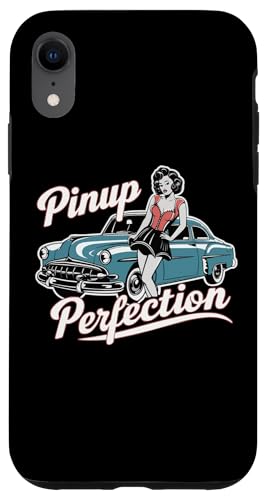 Pinup Perfection Retro Girl And Classic Car Graphic Carcasa para iPhone XR