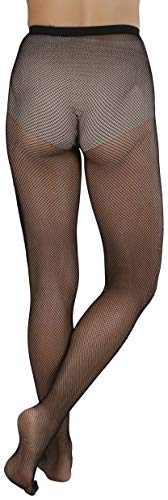 Image of ToBeInStyle Women's Fine Fishnet Pattern Pantyhose w /Back Seam & Rhinestones