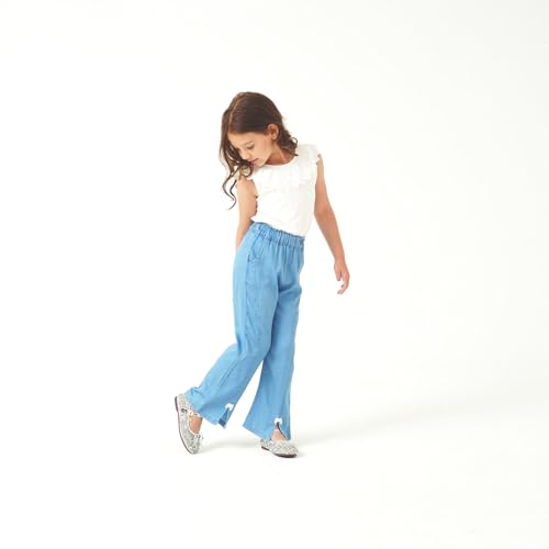 Image of Girls Pants with Pockets Pull On Lightweight Bell Bottoms Straight Leg Baggy Jeans for Girls Flare School Pants
