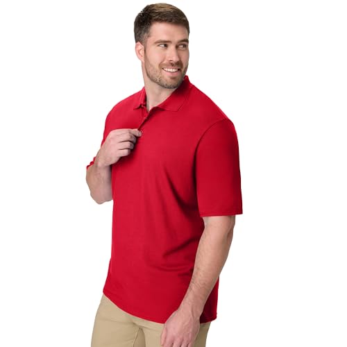 Image of Hanes Men's X-Temp Short Sleeve Polo Shirt, Midweight Men's Shirt