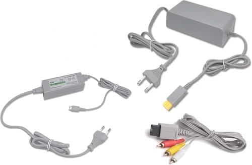 WICAREYO Secteur Adaptateur Alimentation Adaptateur Secteur avec AV câble Compatible pour Wii U et Wii U Gamepad