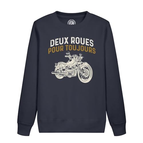 Fabulous Sweatshirt Enfant Bleu Deux Roues pour Toujours Moto Grosses cylindrées Cafe Racer