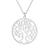 Collar con colgante redondo del árbol de la vida, joyería simple, regalos de fiesta de cumpleaños para hombres y mujeres